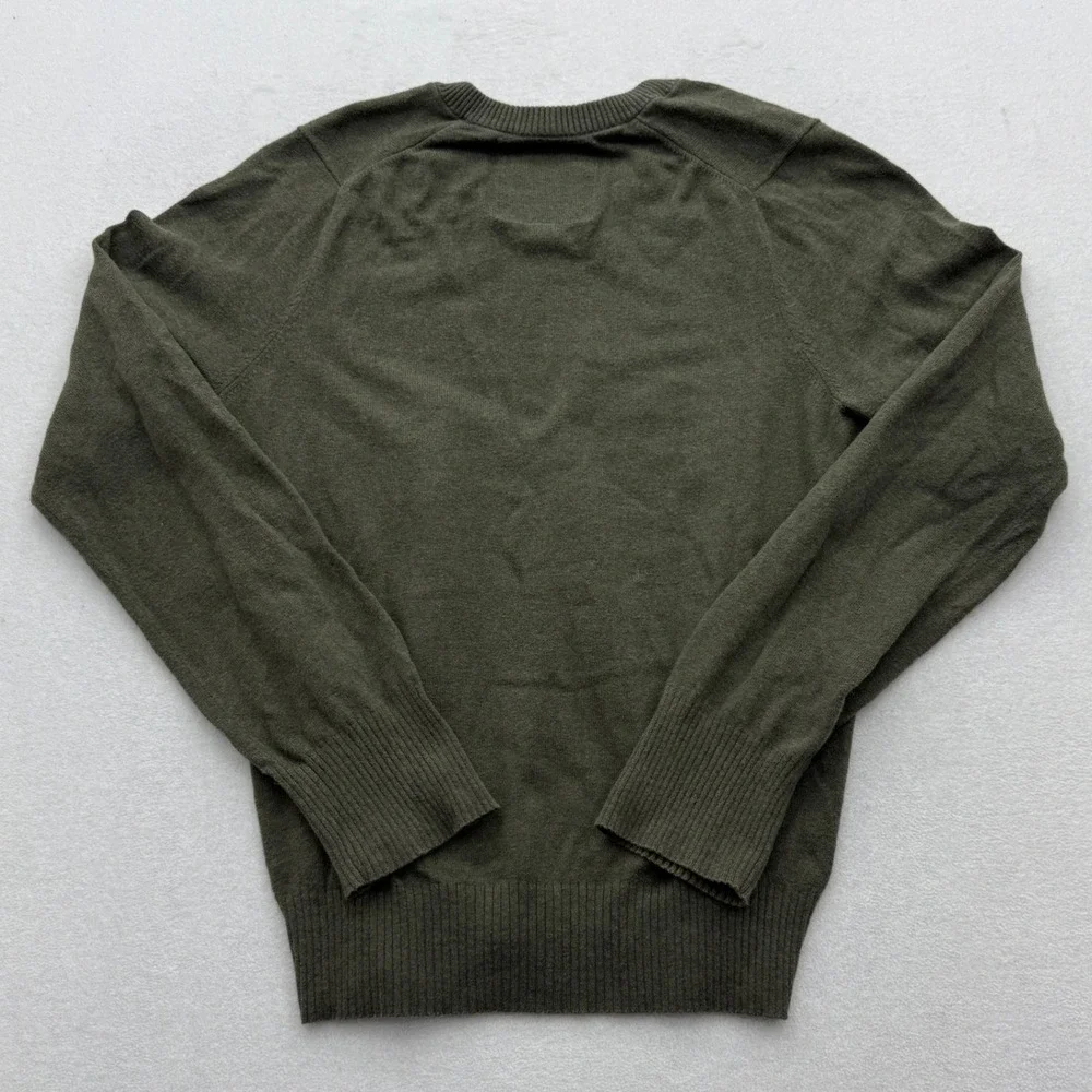 Abercrombie Fitch Mens Size M Medium V Neck Sweater Olive Green Cotton Wool‎ Y2K